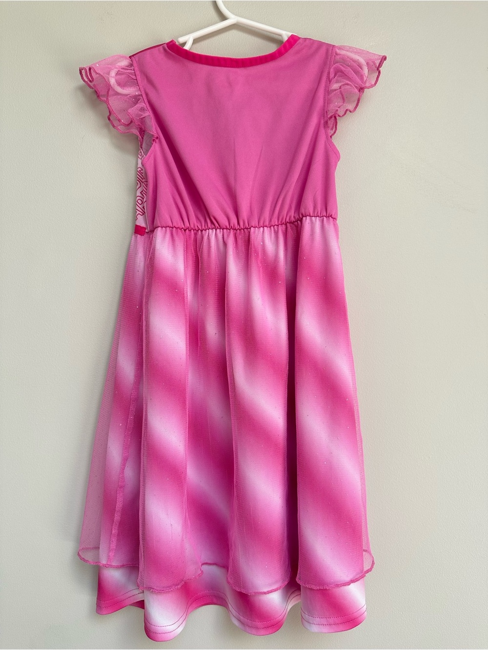 Barbie Pink Sparkly Pajama Nightgown Dress Girls 4T Flutter Sleeve - Picture 9 of 12